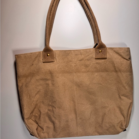 New With Tags Aztec Shiva Beige and Black Striped Tote Bag - Picture 2 of 3